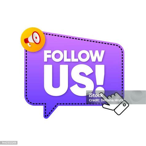 Follow Us Button Icon Emblem Follow Us Label Mouse Click On Banner