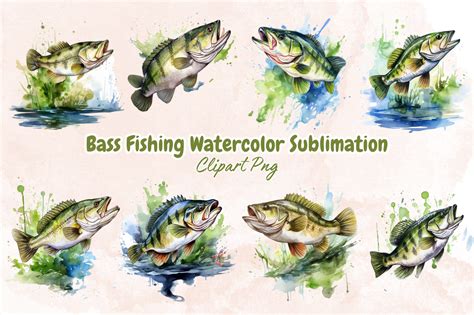 Bass Fishing Watercolor Sublimation By Bundlestshirt Thehungryjpeg