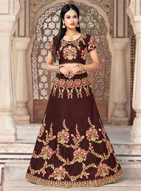 Wine Silk A Line Lehenga Choli 139933 Silk Lehenga Pakistani Fashion