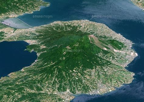 Unzen Volcano In D Japan True Colour Satellite Image