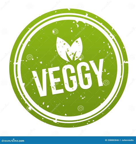 Green Veggy Badge Vegan Button Stock Illustration Illustration Of