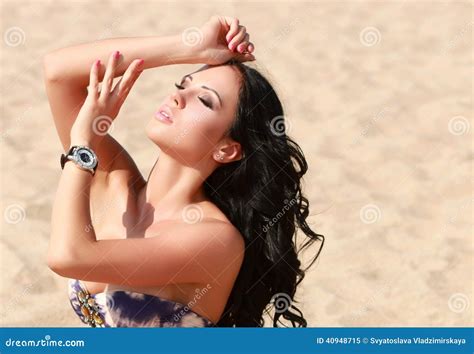 Beautiful Woman In Bikini On Sumer Beach Stock Image Image Of Shot