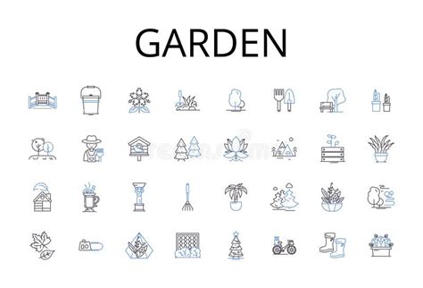 Garden Line Icons Collection Park Lawn Farm Meadow Orchard Field