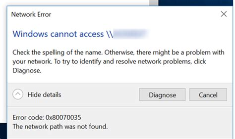 Fixing The Network Path Was Not Found 0x80070035 Error Code On