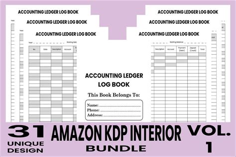 Accounting Ledger Log Book KDP Interior Vol 1 Bundle Creative Fabrica