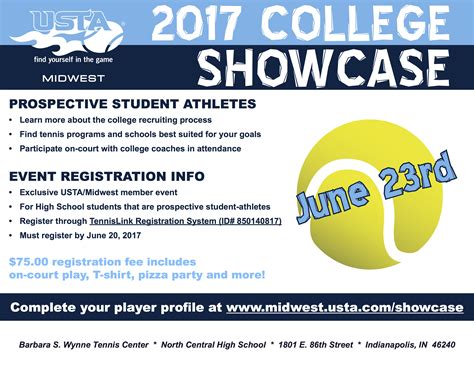 college showcase tennis program