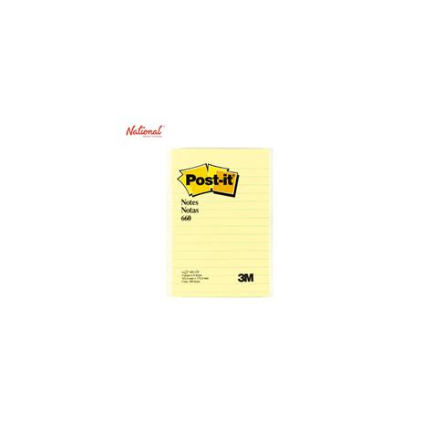 Post It Sticky Note 660 4x6in Yellow Ruled 100s