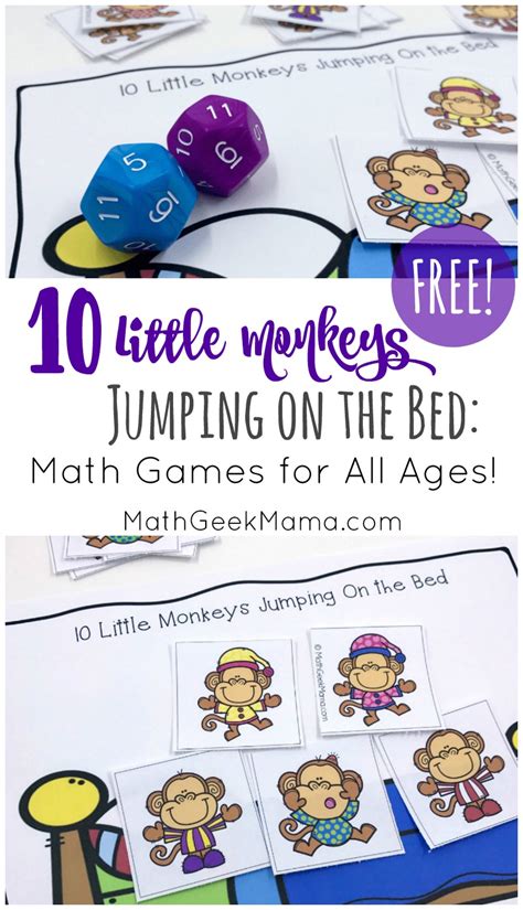 {FREE} Ten Little Monkeys Jumping On the Bed: Math Game for All Ages!