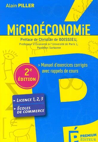 Micro Conomie Manuel D Exercices Corrig S Avec Rappels De Cours