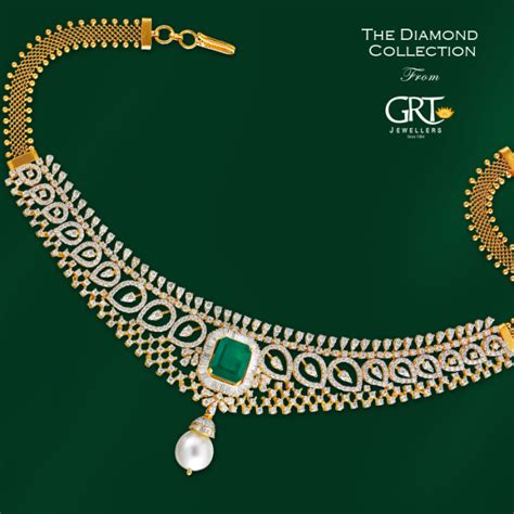 Diamond Emerald Necklace from GRT - South India Jewels