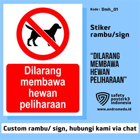 Jual Stiker Vinyl Sign Rambu K Dilarang Membawa Hewan Peliharaan