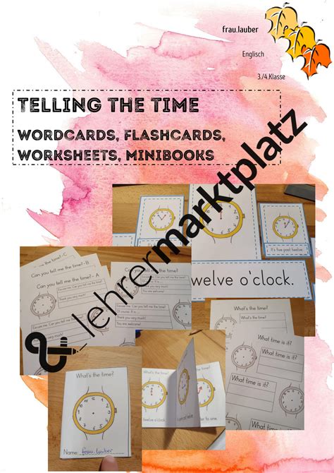 Telling The Time Flashcards Wordcards Worksheets Minibooks