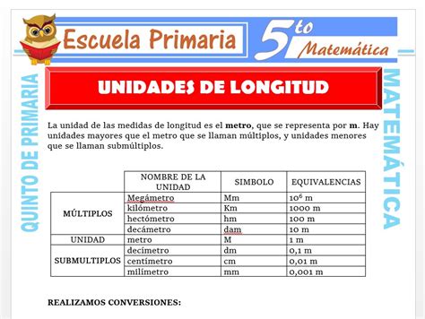 Ejercicios De Unidades De Longitud Para Quinto De Primaria