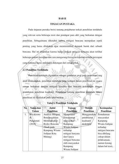 Bab Ii Tinjauan Pustaka Bencana Hal Ini Dilakukan Karena Hanya Dengan