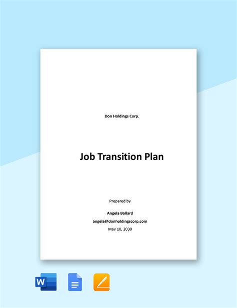 Free Employee Transition Plan Templates Editable And Printable