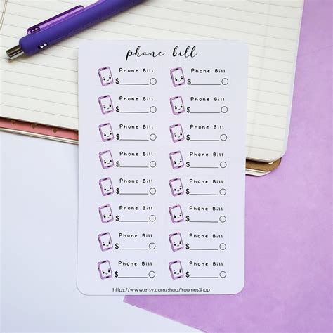 Cute Bill Stickers For Planners Etsy