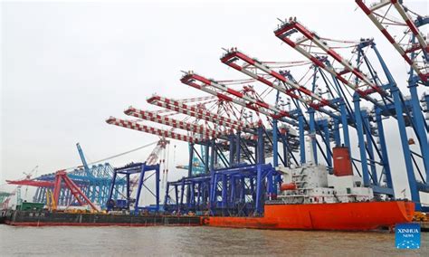 Quayside Container Cranes Seen At Changxing Production Base Of Shanghai