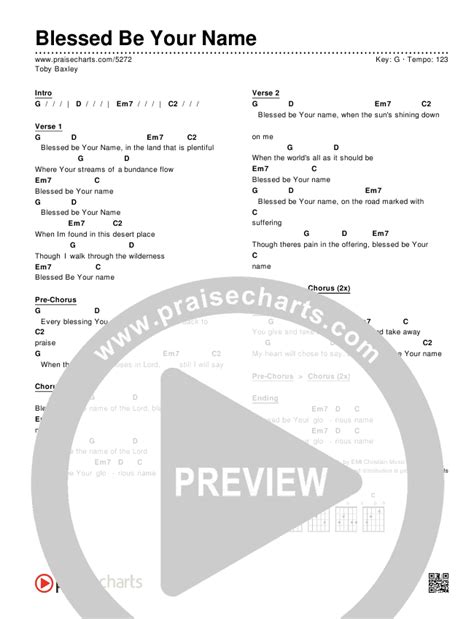 Blessed Be Your Name Chords PDF (Toby Baxley) - PraiseCharts