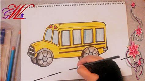 طريقة رسم وتلوين باص مدرسة أو حافلة How to draw and paint school bus