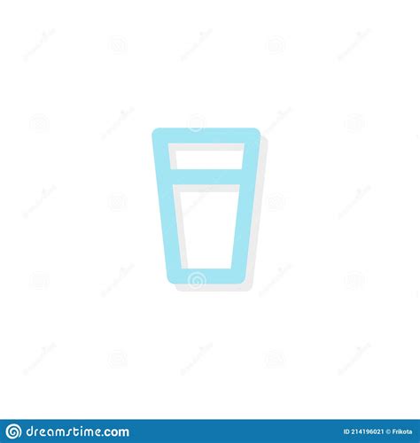 Glass Of Water Icon Blue Color Vector Illustration Flat Design Stock