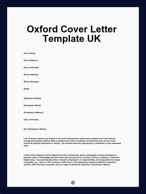 Oxford Cover Letter Template UK