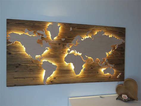 Xxl Holz Weltkarte Mit Led Beleuchtung Aus Echtem Altholz 150 X 75cm