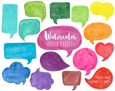 Speech Bubble Clipart. Watercolor Speech Bubble Clip Art. Hand | Etsy