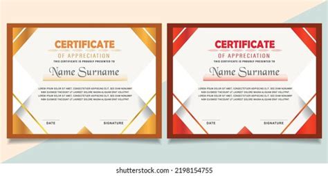 Multipurpose Certificate Appreciation Template Red Gold Stock Vector Royalty Free 2198154755