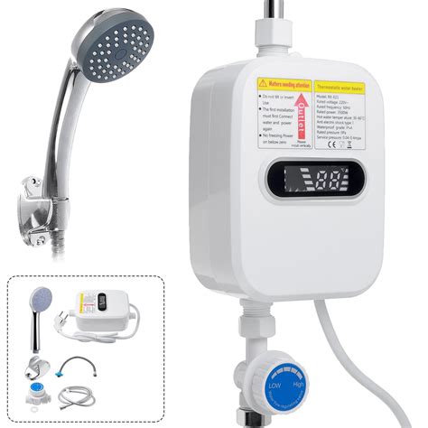 Oyajia 3500w 110v Electric Tankless Water Heater And Shower Head Set With Lcd Display White