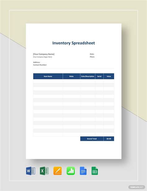 Format Inventory Spreadsheet Template - Download in Word, Google Docs, Excel, Google Sheets ...