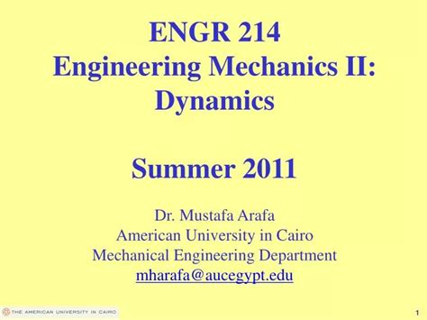 PPT ENGR 214 Engineering Mechanics II Dynamics Summer 2011 Dr