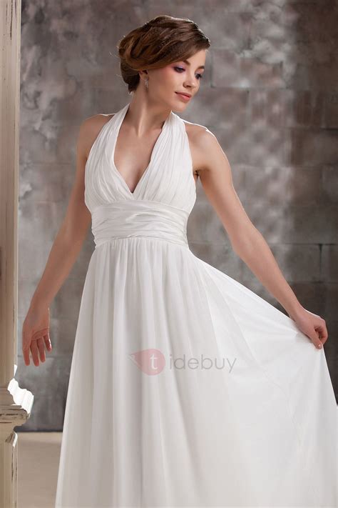 Tidebuy Offers High Quality Plain Empire Halter Ankle Length V Neck