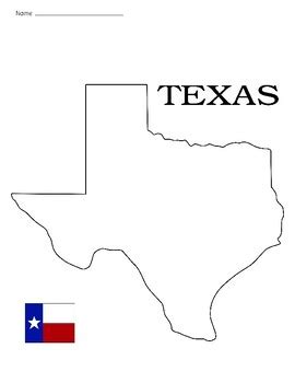 Texas State Map Outline for Research Project Illustrations by Teacher Vault