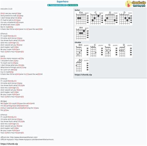 Chord: Superhero - tab, song lyric, sheet, guitar, ukulele | chords.vip