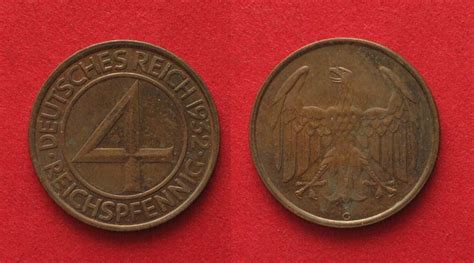 Deutschland Weimarer Republik WEIMARER REPUBLIK 4 Pfennig 1932 G