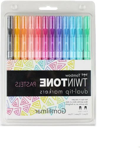 Tombow Twintone Marker Set 12 Pack Dual Tip Pastel