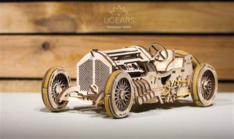 UGears U-9 Grand Prix Car Wooden Mechanical Model Kit