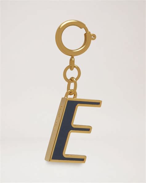 Enamel Keyring E Midnight Enamel Personalisation Mulberry