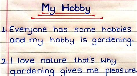 Lines On My Hobby Essay On My Hobby In English My Hobby Is