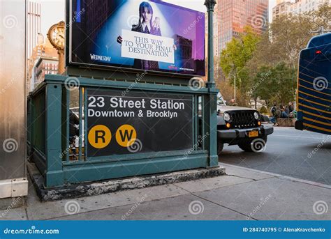 Entrance To 23rd Street Subway Station In New York Usa Editorial Image