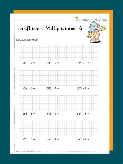 Schriftliche Multiplikation Arbeitsbl Tter Klasse Worksheets