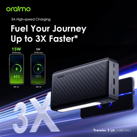 Oraimo Traveler 3 Lit 15W Fast Charging 27000mAh With Led Flashlight