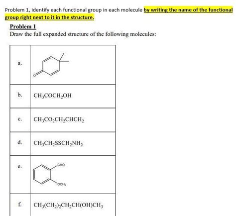 Solved Problem 1 Identify Each Functional Group In Each Chegg