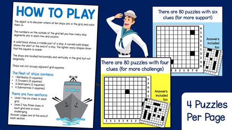 Battleship Activity Puzzle Pages - Printable Battleship Logic Game ...