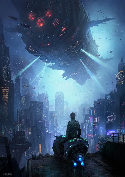 Art numérique oeuvre d art futuriste cyberpunk vaisseau spatial