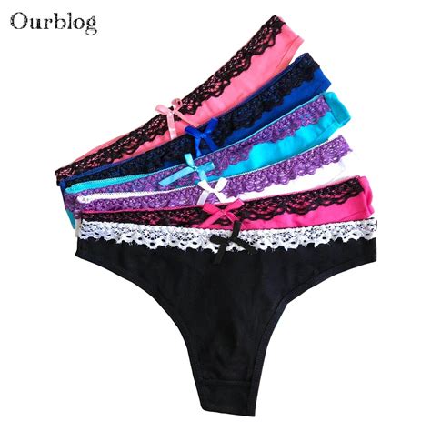 Ourblog 5 Pcs Womens Cotton Panties Girl Briefs Sexy Fashion Sexy Thong Underwear T Word Pants