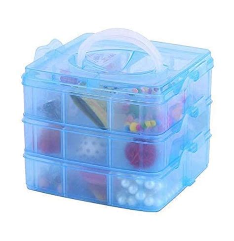 HERLIKE Jewellery Organisers Plastic 3 Layer 18 Grid Square Portable