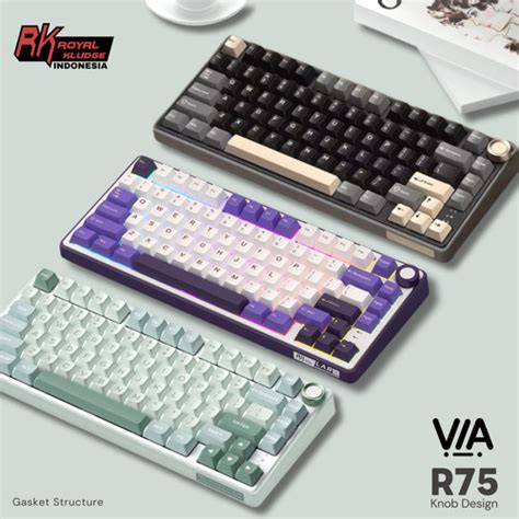 Jual Royal Kludge Rk R Rgb Knob Gasket Mechanical Keyboard Sky