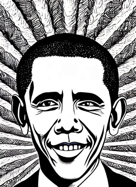 Junji Ito Style Portrait Of Barack Obama Intricate Stable Diffusion