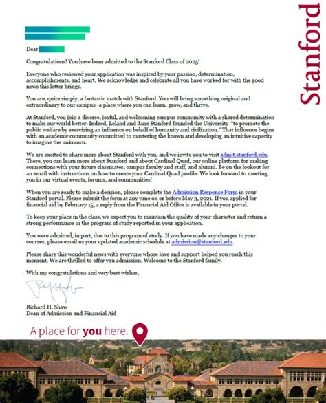 University Acceptance Letter